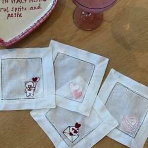 Embroidered Valentine’s Day Napkins/Coasters